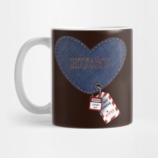 Romantic Hubby Wifey Electrician Lockout Tagout Denim Heart Mug